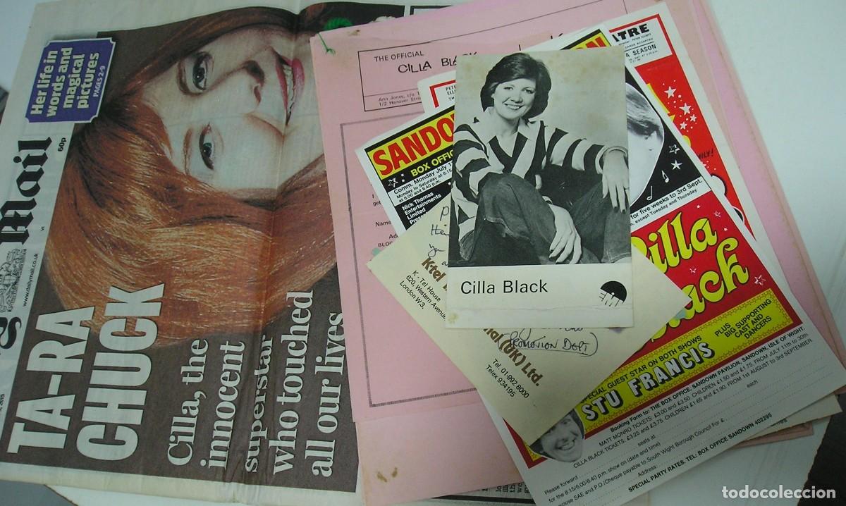 M&uacute;sica de colecci&oacute;n: CILLA BLACK LOTE ARTICULOS PERIODICO DE SU MUERTE CON LOS BEATLES , CLUB DE FANS Y HOJITAS