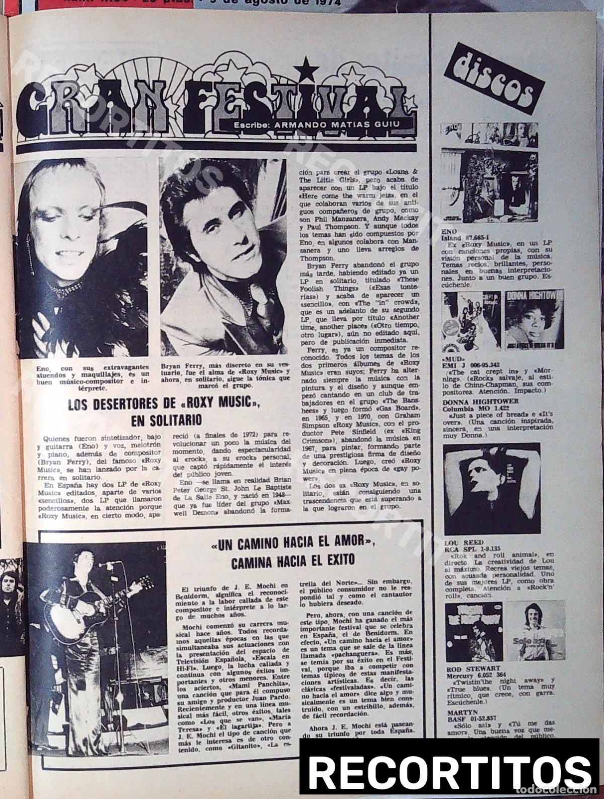 M&uacute;sica de colecci&oacute;n: eno bryan ferry roxy music juan erasmo mochi lou reed mud donna hightower martyn rod stewart