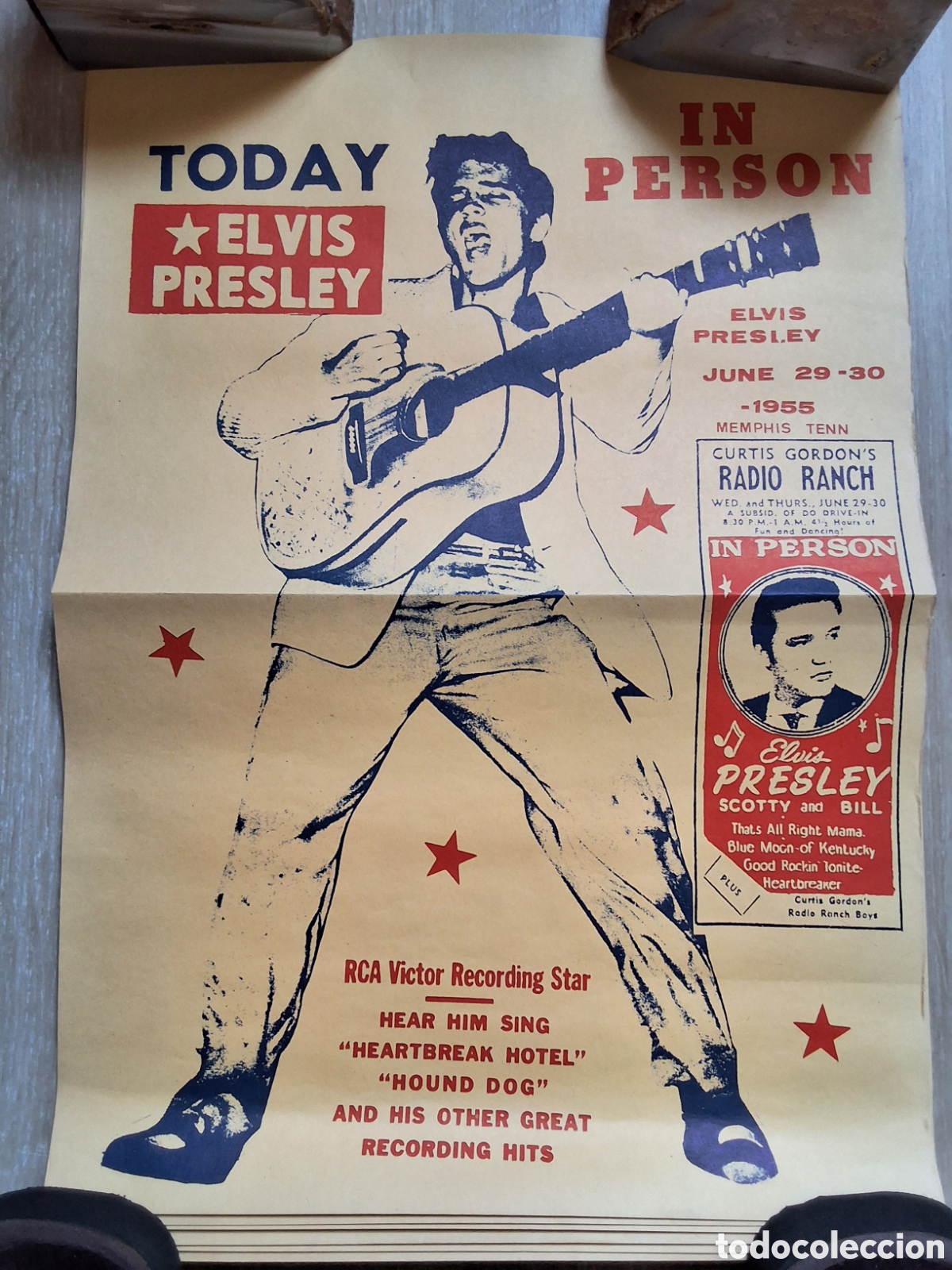 M&uacute;sica de colecci&oacute;n: Elvis Presley poster cartel concierto Menphis a&ntilde;o 29/6/1955