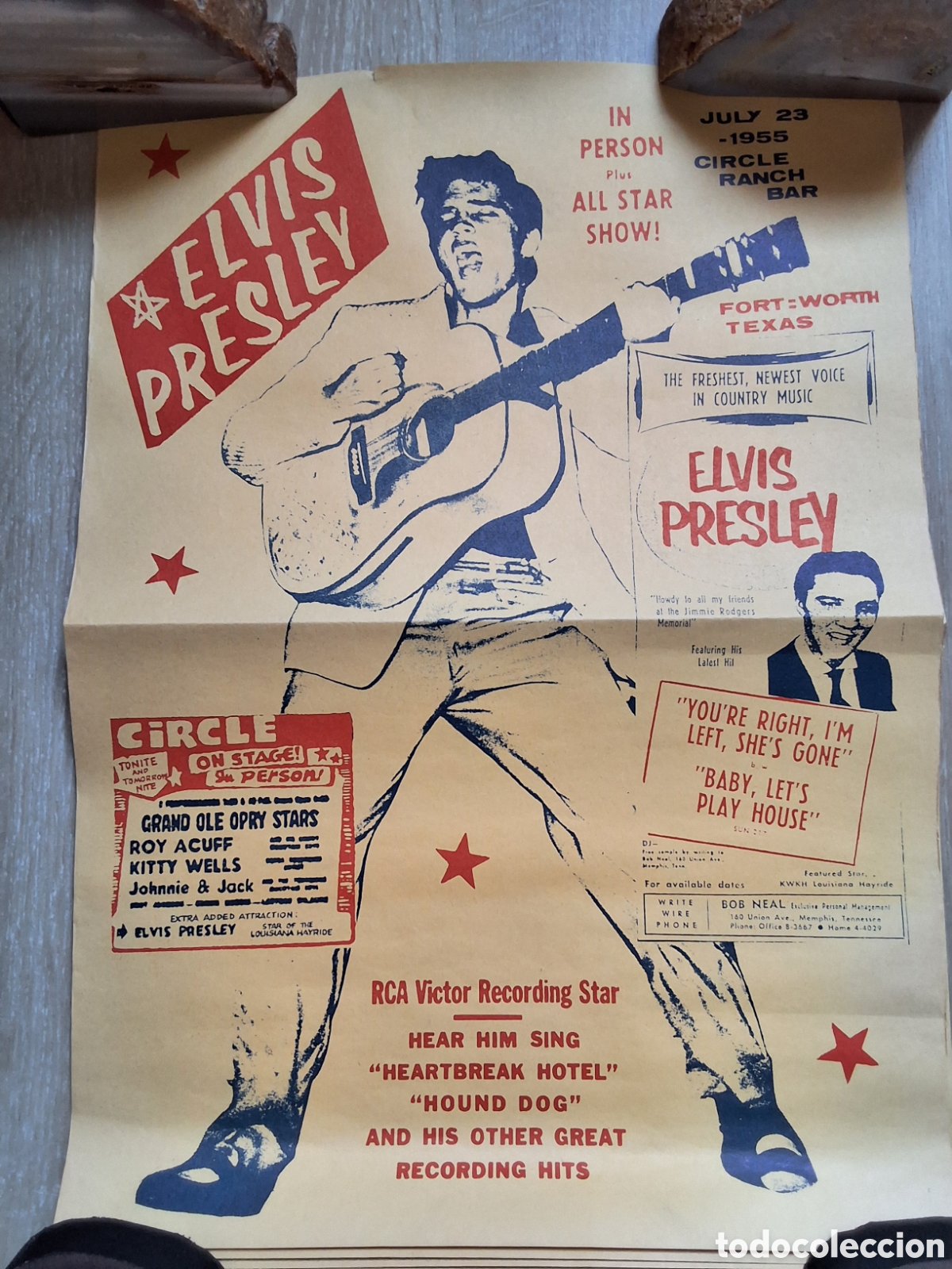 M&uacute;sica de colecci&oacute;n: Elvis Presley poster cartel concierto circo ranch bar Fort worth Texas a&ntilde;o 23/7/1955