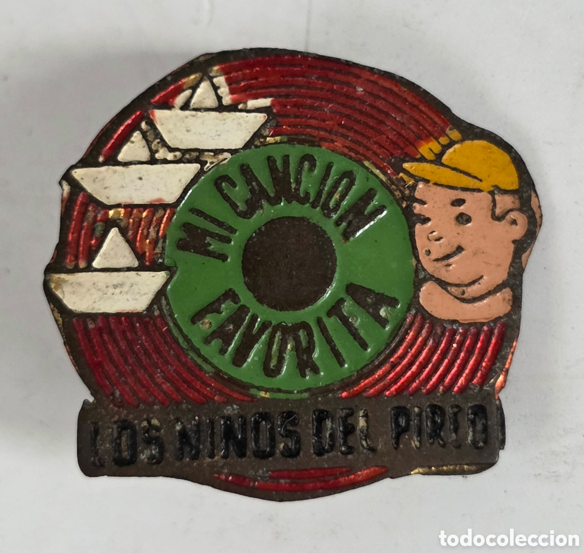 M&uacute;sica de colecci&oacute;n: Insignia aguja Mi Canci&oacute;n Favorita Los Ni&ntilde;os del Pireo - Mercouri - Promoci&oacute;n Disco Vinilo
