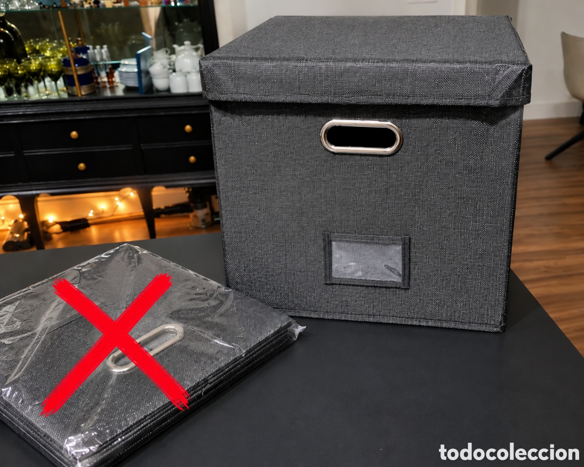 M&uacute;sica de colecci&oacute;n: Caja para discos de vinilo LP 33x33 cm plegable negra con tapa