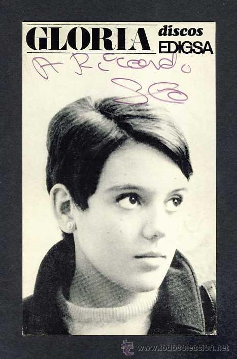 Photos de Chanteurs et Chanteuses: Foto publicitaria de GLORIA con dedicatoria autografa (discos Edigsa)