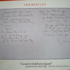 Fotos de Cantantes: POSTAL THE BEATLES LETRA DE I WANT TO HOLD YOUR HAND THE BRITISH LIBRARY TAMAÑO 21 X 15. Lote 26834389