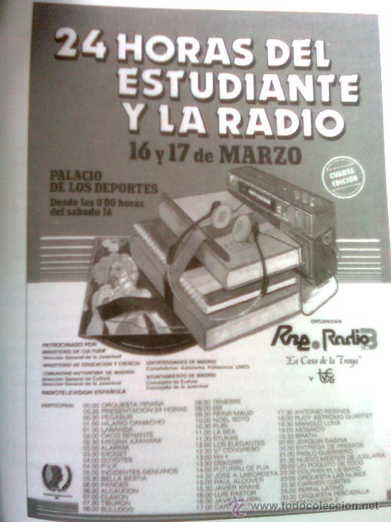 Photos de Chanteurs et Chanteuses: Mis L&aacute;mina-s Pop-Carteler&iacute;a-Radio 3-24 Horas Estudiante y la radio (1986) - Cartulina A3-Hist&oacute;rico