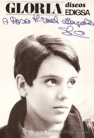 Fotos von Musikern: POSTAL PROMOCION DISCOS EDIGSA GLORIA DEDICADA Y FIRMADA