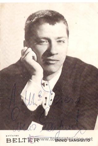 Fotos von Musikern: POSTAL PROMOCION DISCOS BELTER ENNIO SANGIUSTO DEDICADA