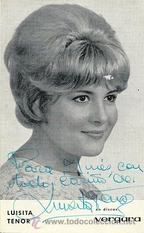 Photos of Singers: 8672 -LUISITA TENOR-FOTO PROMOCIONAL DISCOS VERGARA - AUTOGRAFIADA POR LA CANTANTE