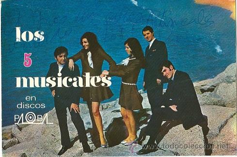 Photos of Singers: 8662 - LOS 5 MUSICALES - FOTO PROMOCI&Oacute;N DISCOS PALOBAL-AUTOGRAFIADA