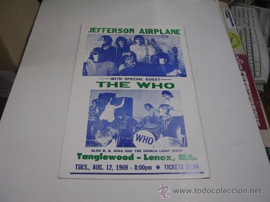Fotos de Cantantes: JEFFERSON AIRPLANE / THE WHO / B.B. KING - REEDICION DEL CARTEL DEL CONCIERTO EN TANGLEWOOD EN 1969