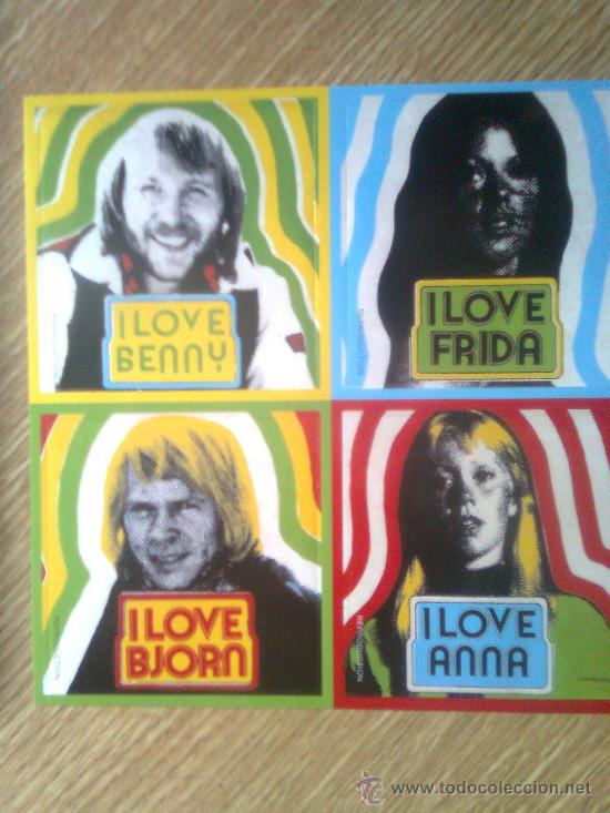 Fotos de Cantantes: Afiche Abba (70&acute;s) - Pegatina con los 4 miembros del grupo. para recortar independientes -repro 2010