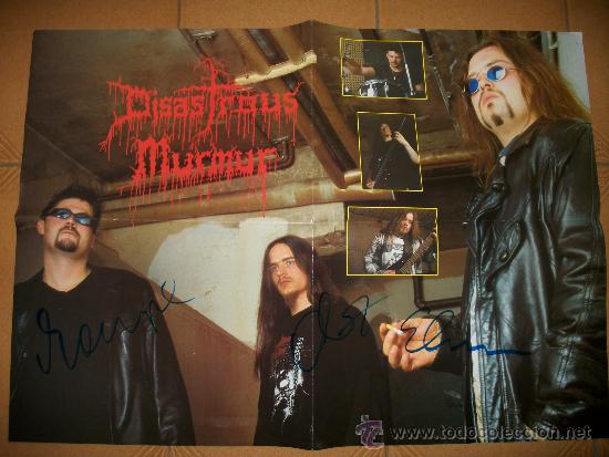 Photos of Singers: POSTER DISASTROUS MURMUR - TAMA&Ntilde;O A2 - FIRMADO POR LOS 3 COMPONENTES - DEATH METAL