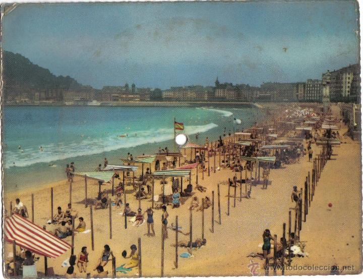 Photos de Chanteurs et Chanteuses: TARJETA POSTAL / DISCO DE LA PLAYA DE LA CONCHA (SAN SEBASTIAN) + CANCION CHE LLA LLA A&Ntilde;O 1959