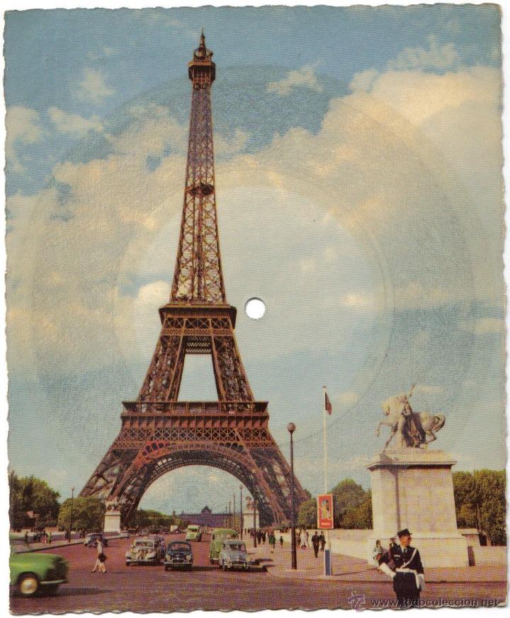 Fotos de Cantantes: TARJETA POSTAL / DISCO DE LA TORRE EIFFEL DE PARIS + CANCION MARIANNE