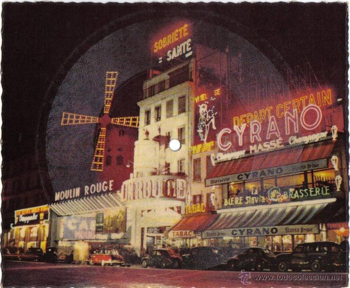 Photos de Chanteurs et Chanteuses: TARJETA POSTAL / DISCO CON FOTO DE LA PLACE BLANCHE Y LE MOULIN ROUGE + CANCION DAY-O
