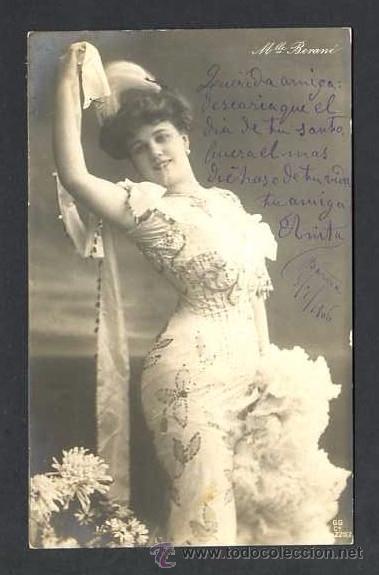 Fotos de Cantores: *Mlle. Beran&eacute;* Ed. G.G. Co. n&ordm; 220-2. Circulada 1906.