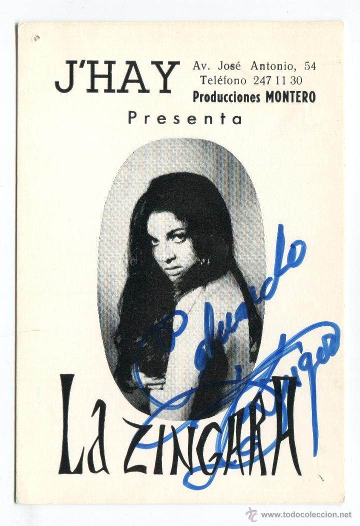 Photos of Singers: LA ZINGARA POSTAL ORIGINAL Y FIRMADA POR EL CANTANTE