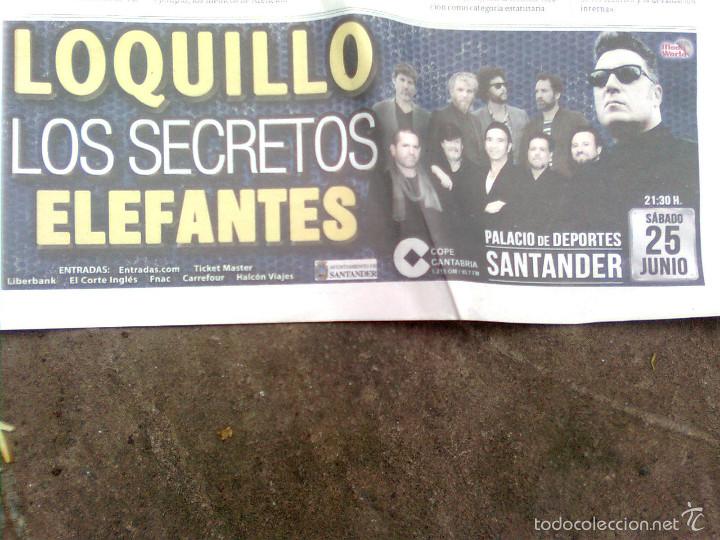Fotos de Cantantes: loquillo + Los Secretos + Elefantes - Flyer recorte diario monta&ntilde;&eacute;s 9-5-16
