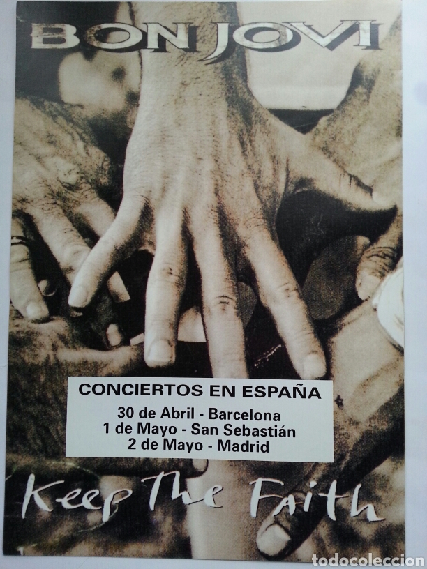 Fotos de cantantes: BON JOVI FOLLETO LEAFLET FLYER handbill A4 KEEP THE FAITH TOUR CONCURSO CONTEST SPAIN 1993