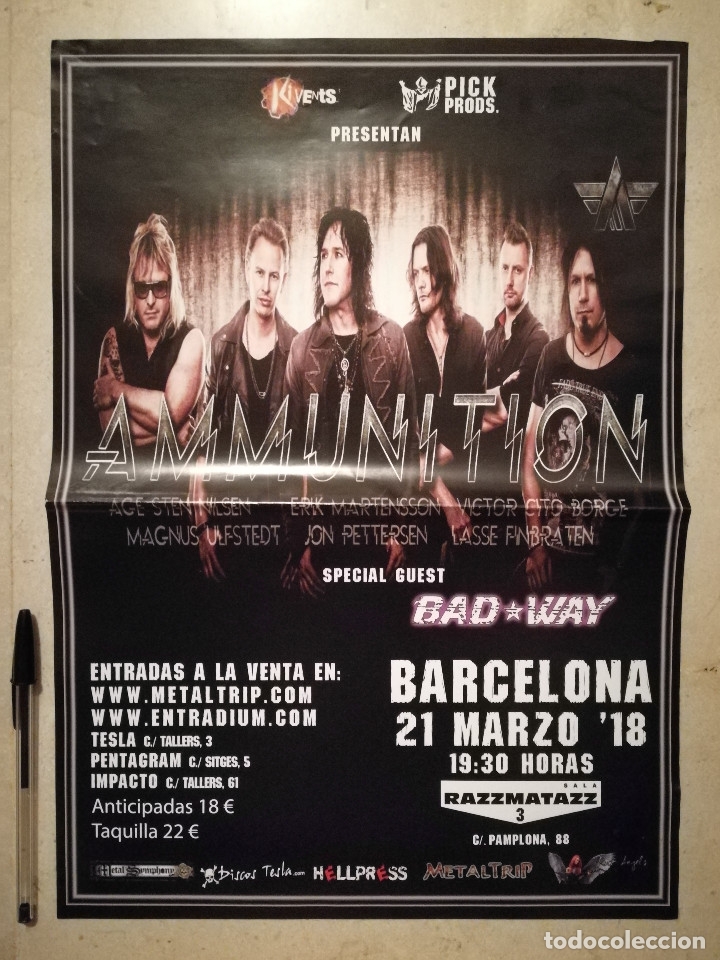 Photos of Singers: CARTEL ORIGINAL -A3- AMMUNITION - HEAVY METAL - HARD ROCK - CONCIERTO ESPA&Ntilde;A