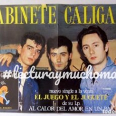 Fotos de Cantantes: GABINETE CALIGARI ”EL JUEGO Y EL JUGUETE” (1986). CARTEL ORIGINAL PROMOCIONAL DEL SINGLE.. Lote 128489483