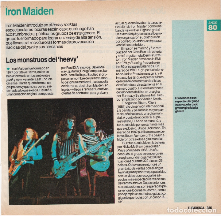 Fotos de Cantantes: hoja revista musical reportaje iron maiden