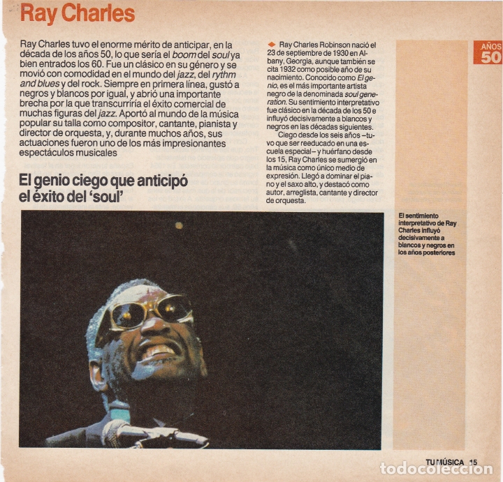 Fotos de Cantantes: hoja revista musical reportaje ray charles