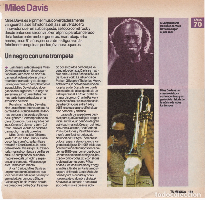 Fotos de Cantantes: hoja revista musical reportaje miles davis