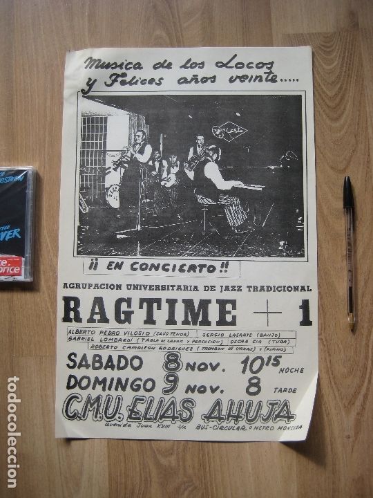Photos of Singers: RAGTIME CARTEL 43 X 28 CMS - DE CONCIERTO DE JAZZ COLEGIO MAYOR ULTIMOS 70 PRIMEROS 80'S