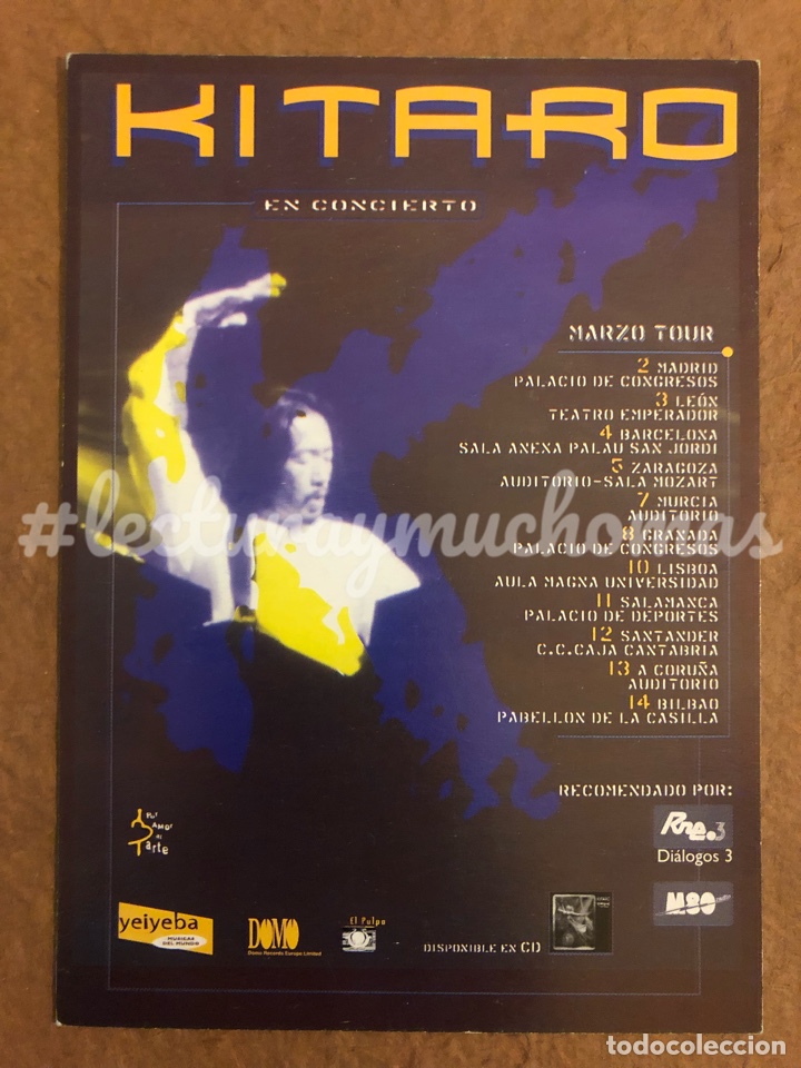 Fotos de cantantes: KITARO EN CONCIERTO. TARJETA PROMOCIONAL GIRA ESPA&Ntilde;OLA. YEIYEBA M&Uacute;SICAS DEL MUNDO.