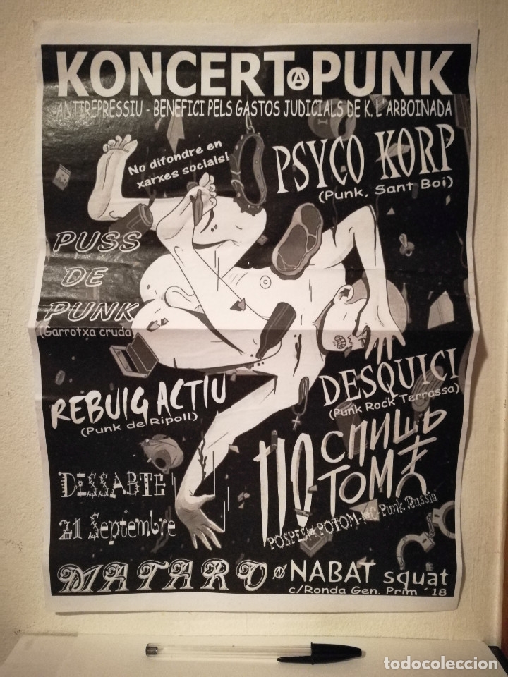 Photos of Singers: CARTEL ORIGINAL A3- CONCIERTO - PUNK - ROCK MATARO - ANARQUISTA - ANARQUISMO