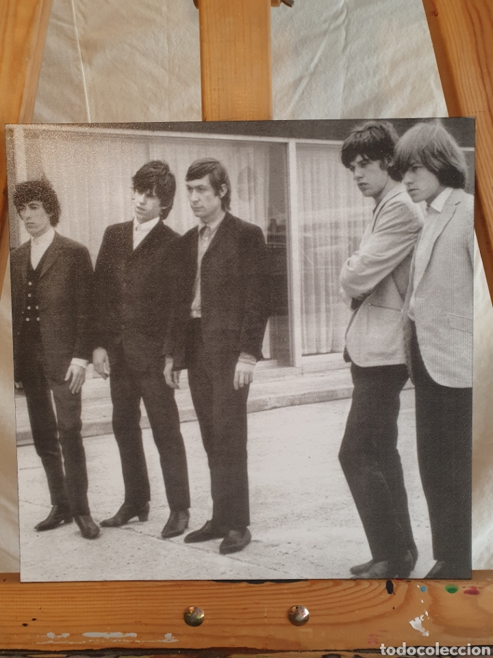 Fotos de Cantantes: ROLLING STONES foto hist&oacute;rica antigua en cuadro madera 28x28 cm.