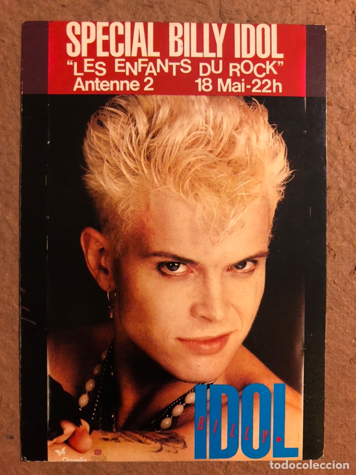 Photos de Chanteurs et Chanteuses: BILLY IDOL. POSTAL SIN CIRCULAR PROMOCIONAL CONCIERTO EN FRANCIA DE LOS A&Ntilde;OS 80.