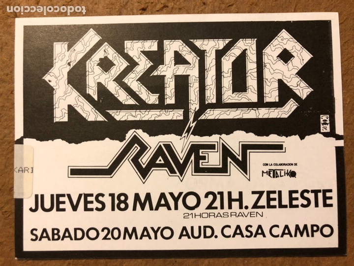 Photos of Singers: KREATOR + RAVEN. POSTAL CIRCULADA PROMOCIONAL GIRA ESPA&Ntilde;OLA 1989.