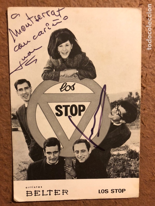 Photos of Singers: LOS STOP. TARJETA PROMOCIONAL CON DEDICATORIA Y AUT&Oacute;GRAFOS. ARTISTAS BELTER.