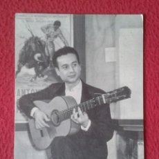 Fotos de Cantantes: TARJETA TIPO POSTAL CARD GUITARRISTA DE FLAMENCO ARTISTAS BELTER PAQUITO SIMÓN AL FONDO CARTEL TOROS. Lote 199285846