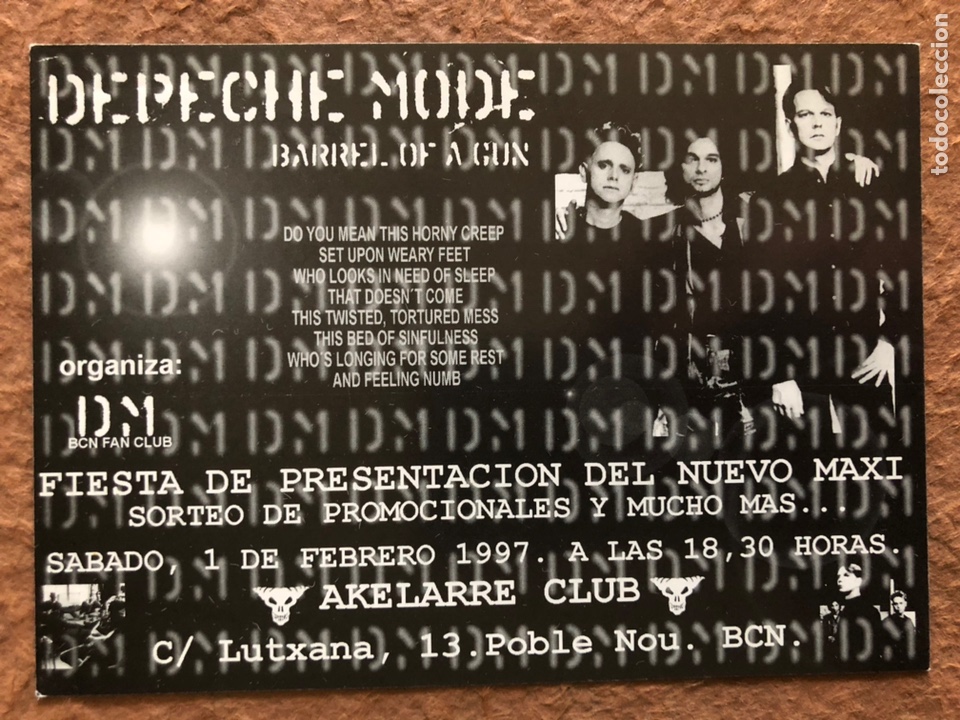 Fotos de Cantantes: DEPECHE MODE &ldquo;BARREL OF A GUN&rdquo;. FLYER FIESTA PRESENTACI&Oacute;N DEL MAXI EN AKELARRE KLUB (1997).