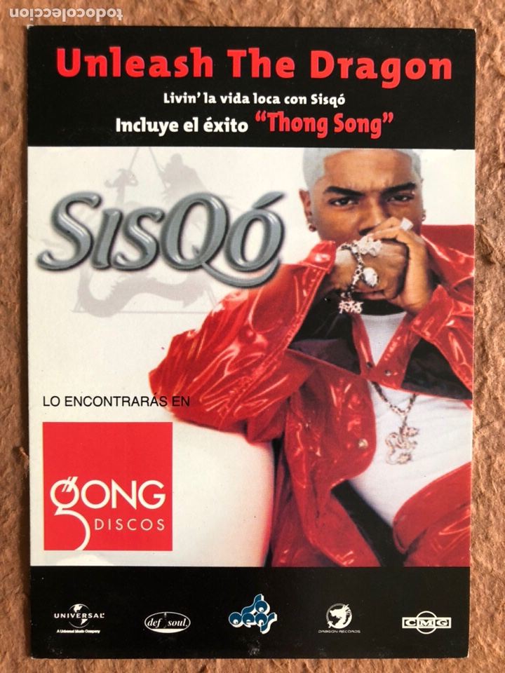 Fotos de cantantes: SISQ&Oacute;, UNLEASH THE DRAGON (1999). TARJETA PROMOCIONAL DEL &Aacute;LBUM, EN GONG DISCOS.