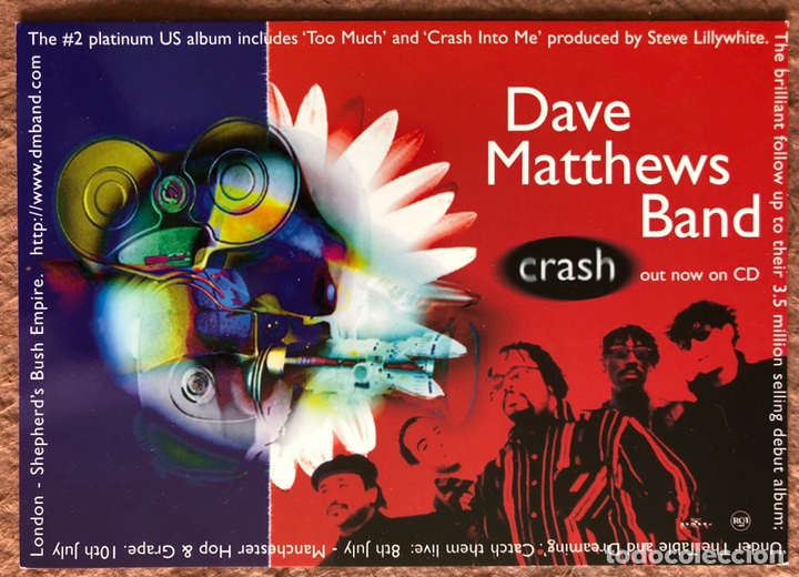 Photos de Chanteurs et Chanteuses: DAVE MATTHEWS BAND &ldquo;CRASH&rdquo; (1996). TARJETA POSTAL SIN CIRCULAR PROMOCIONAL DEL ALBUM