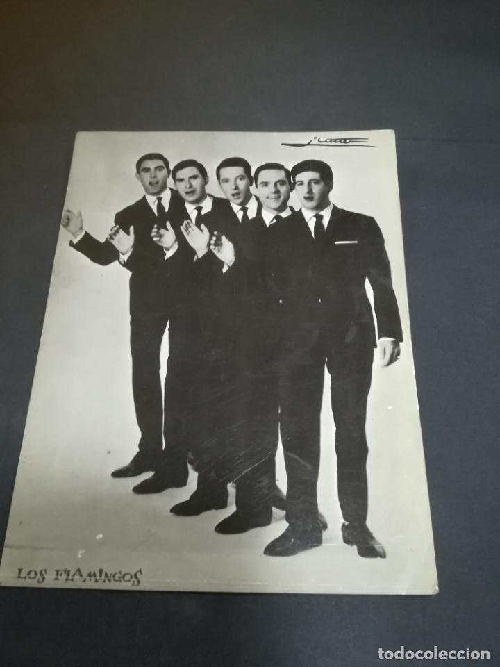 Fotos de cantantes: TARJETA DE PRESENTACION. IMAGEN DEL GRUPO MUSICAL LOS FLAMINGOS. 12 X 15CM