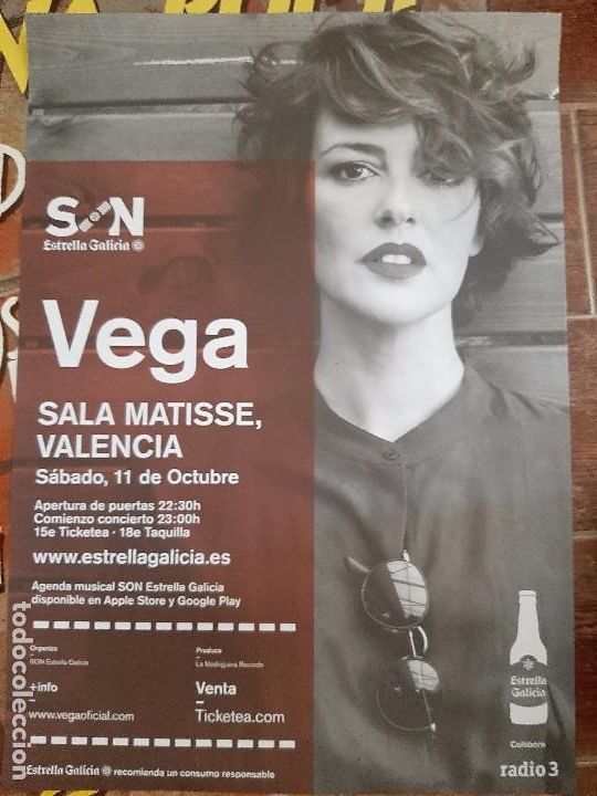 Fotos de Cantantes: CARTEL POSTER CONCIERTO VEGA ORIGINAL. ESTRELLA DE GALICIA