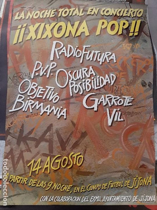 Photos of Singers: CARTEL POSTER CONCIERTO XIXONA POP. A&Ntilde;OS 80. RADIO FUTURA. PVP. OBJETIVO BIRMANIA. ORIGINAL