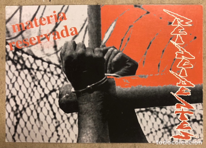 Fotos de cantantes: REINCIDENTES &ldquo;MATERIA RESERVADA&rdquo; (1997). POSTAL CIRCULADA PROMOCIONAL DISCOS SUICIDAS.