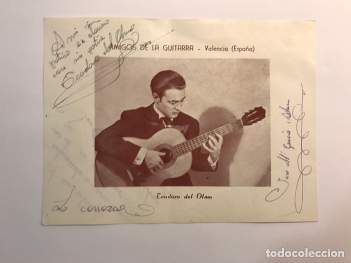 Fotos von Musikern: TEODORO DEL ALMA. Lamina postal Aut&oacute;grafo Original. Amigos de la Guitarra (h.1960?)