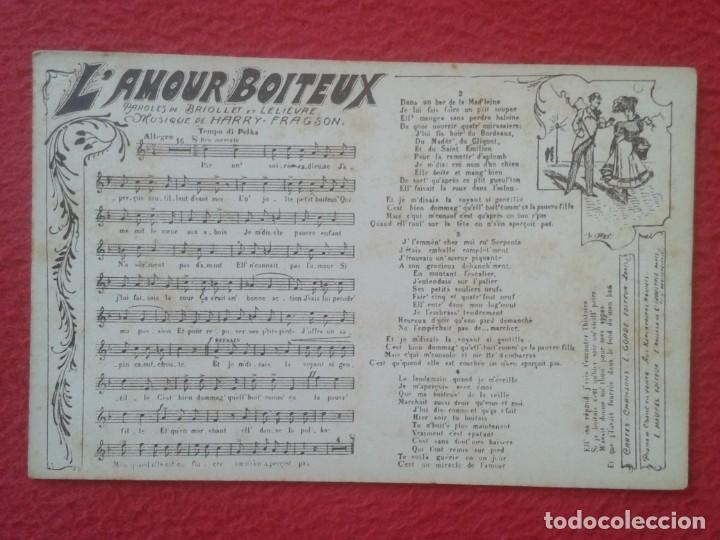 Fotos von Musikern: CARTE POSTALE PENTAGRAMA NOTAS MUSICALES CANCI&Oacute;N LETRA LYRICS SONG FRANCIA ? L&acute;AMOUR BOITEUX, FRANCE