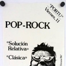 Fotos de Cantantes: SOLUCIÓN RELATIVA + CLÁSICA. HISTÓRICO CARTEL CONCIERTO POP-ROCK PORTUGALETE (AÑOS 80).. Lote 132592970