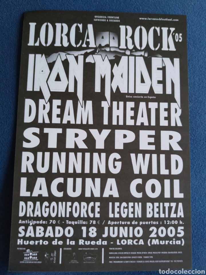 Fotos de Cantantes: Iron Maiden promo flyer Live Lorca Rock 2005 Dream Theater Strype