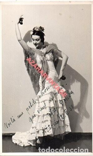 Fotos von Musikern: 1938, ANTIGUA FOTOGFRAFIA DE BAILARINA, AUTOGRAFIADA, 90X140MM