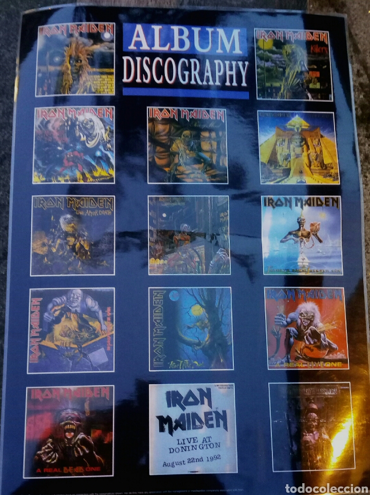 Fotos de Cantantes: POSTER IRON MAIDEN DISCOGRAF&Iacute;A. PLASTIFICADO. A&Ntilde;O 1995.