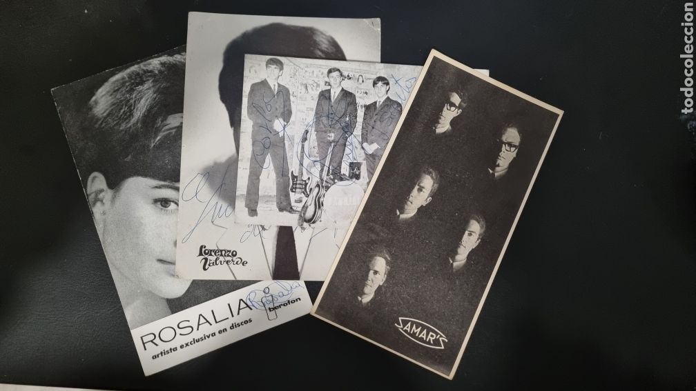 Photos of Singers: LOTE DE 4 POSTALES AUTOGRAFOS ROSALIA SAMARS SAURIOS Y LORENZO VALVERDE LP8